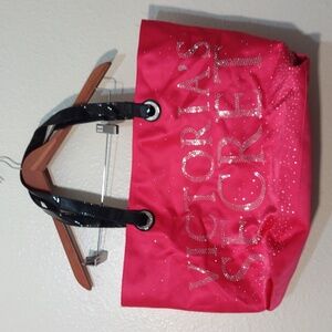 USED VICTORIA SECRET PINK SATIN TOTE WITH FAKE CRYSTALS